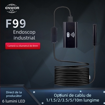 Endoscop wireless pentru mașină — compatibil cu Android/iOS, 2 MP, IP67 rezistent la apă, unghi de vizualizare 70°, iluminare LED