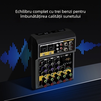 Mixer wireless cu efecte, 4 canale, pentru înregistrări de trupă și spectacole live, suport pentru 1–2 microfoane