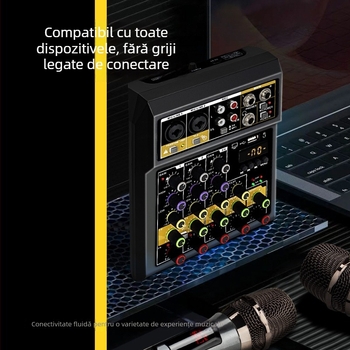 Mixer wireless cu efecte, 4 canale, pentru înregistrări de trupă și spectacole live, suport pentru 1–2 microfoane