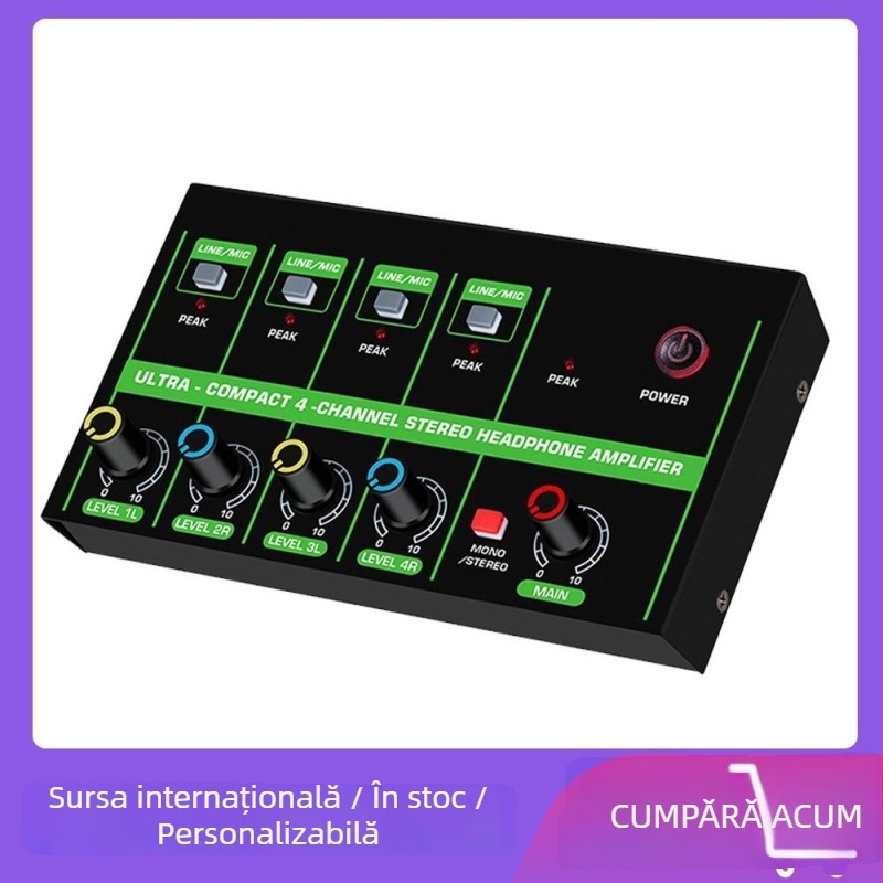 DJ mixer, 4 canale stereo, 4 intrări-1 ieșire, Shengyue Kumai MiNi-LIJI