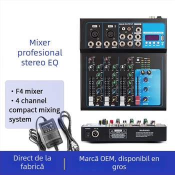 F4 mixer audio live, 4 canale, efecte și tuner, USB și alte interfețe, 20W