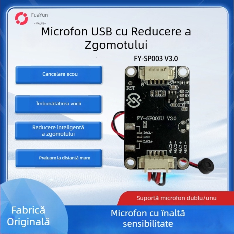 Modul USB microfon cu anulare ecou și reducere inteligentă a zgomotului, FY-SP003U, interfață USB 2.0 Plug-and-Play, compatibil cu metoda de introducere Iflytek și interfonul vizual de la ușă