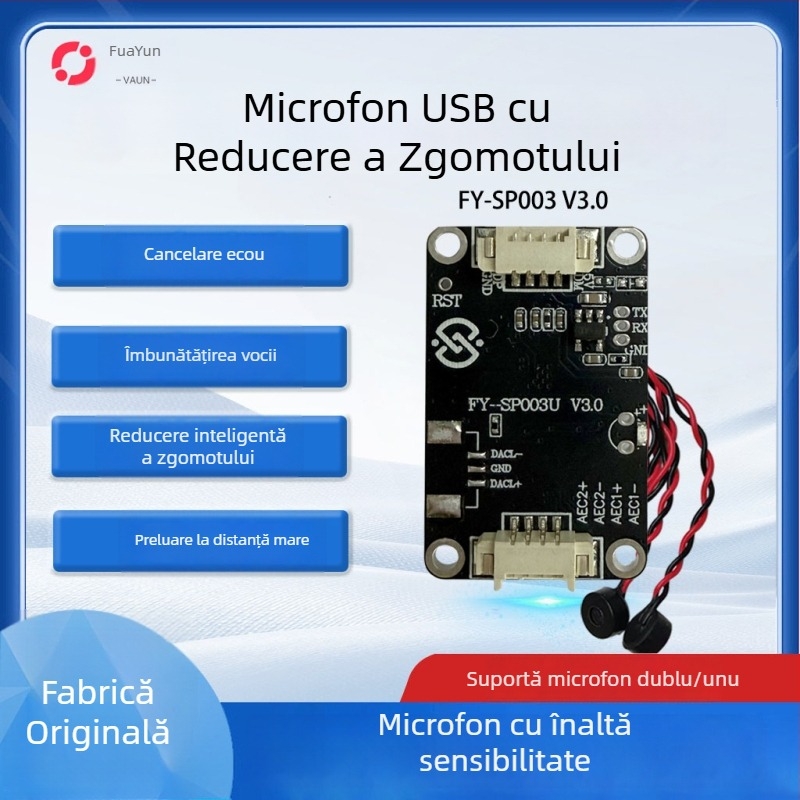 Modul USB microfon cu anulare ecou și reducere inteligentă a zgomotului, FY-SP003U, interfață USB 2.0 Plug-and-Play, compatibil cu metoda de introducere Iflytek și interfonul vizual de la ușă