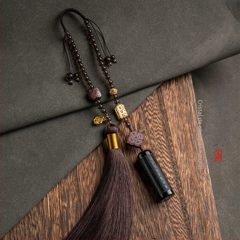 Pandant pentru mașină cu motiv Heart Sutra, piatră, stil tradițional chinezesc, decor interior