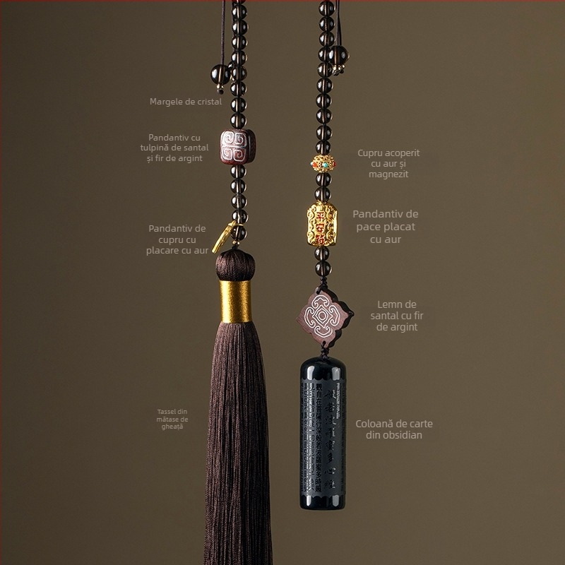 Pandant pentru mașină cu motiv Heart Sutra, piatră, stil tradițional chinezesc, decor interior