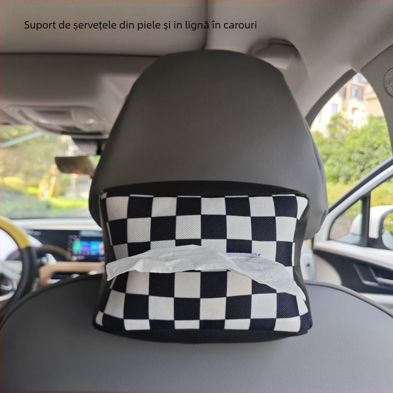 Cutie pentru șervețete auto, din piele și poliester, personalizabilă, decor interior al mașinii