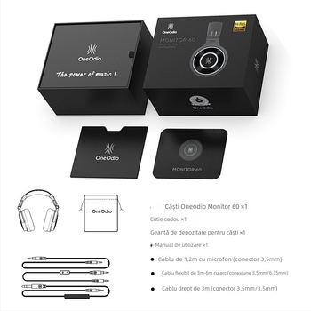 Căști de studio cu fir, microfon inclus, balans tri-frecvență, 20–20 kHz, 38 Ω, conector drept 3,5/6,5 mm