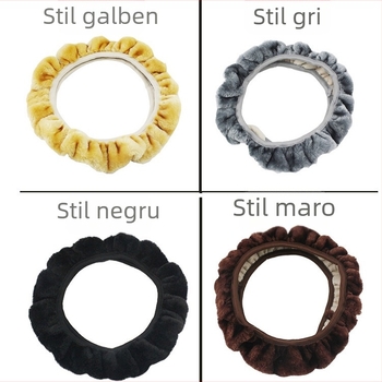 Acoperire volan din pluș pentru iarnă, compatibil universal, material: pluș artificial, montaj: universal