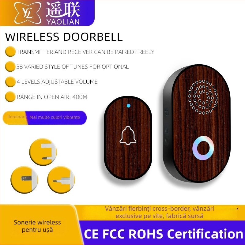 Sonerie wireless pentru casă – 38 de tonuri, volum mare, poate penetra pereții, rază lungă, alimentare CR2032
