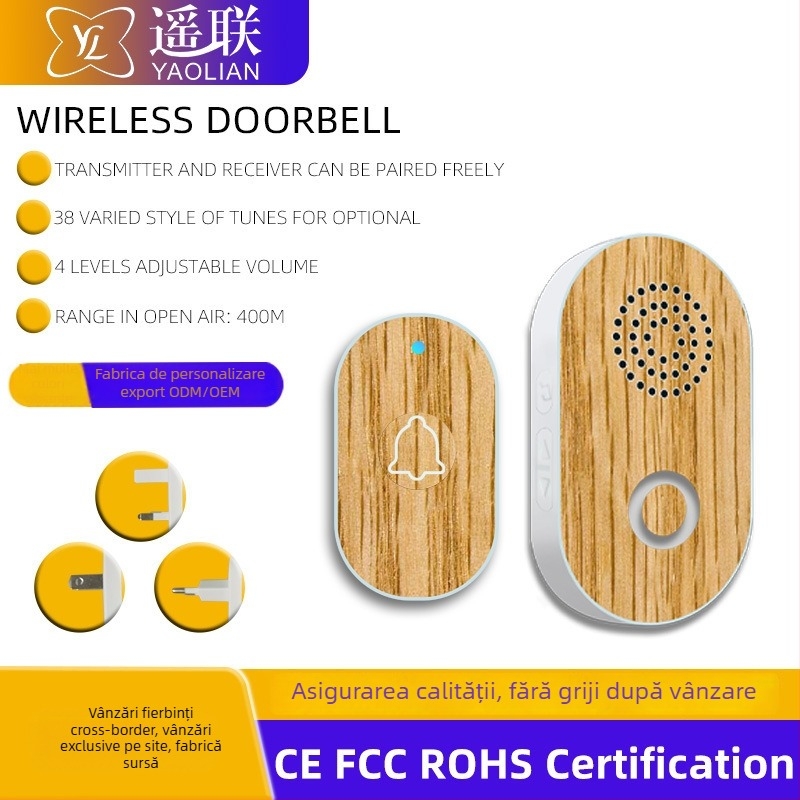 Sonerie wireless pentru casă – 38 de tonuri, volum mare, poate penetra pereții, rază lungă, alimentare CR2032