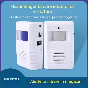 Sonerie de ușă cu senzor de inducție și anunț vocal, model KZ-02, alimentare cu baterie 4,5V, 20 de tonuri de sonerie, potrivită pentru magazine și hoteluri