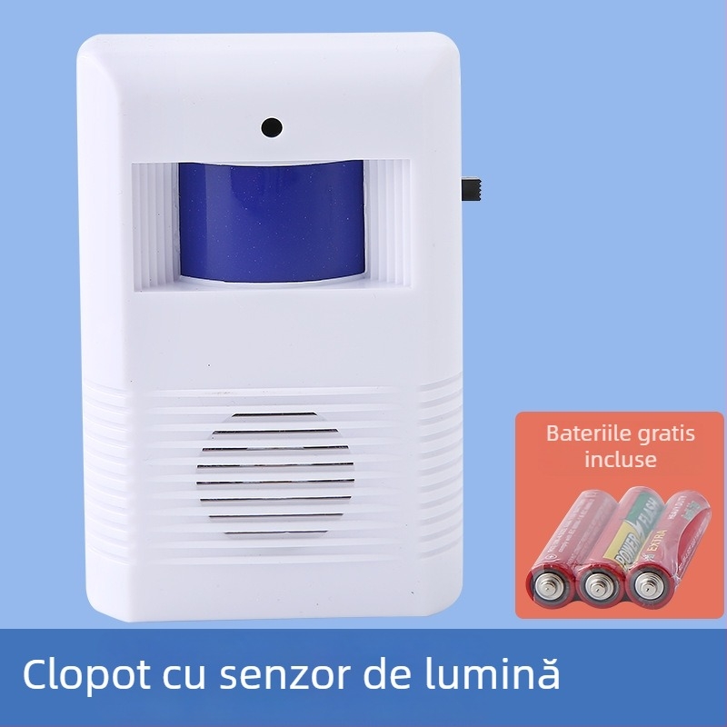 Sonerie de ușă cu senzor de inducție și anunț vocal, model KZ-02, alimentare cu baterie 4,5V, 20 de tonuri de sonerie, potrivită pentru magazine și hoteluri