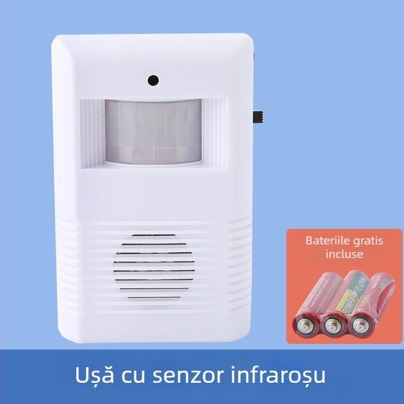 Sonerie de ușă cu senzor de inducție și anunț vocal, model KZ-02, alimentare cu baterie 4,5V, 20 de tonuri de sonerie, potrivită pentru magazine și hoteluri
