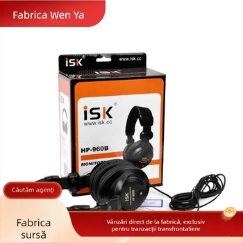 ISK HP-960B headset monitor cu fir și placă de sunet – pentru spectacole live, DJ mixare și înregistrări în studio; garanție 1 an, fără personalizare