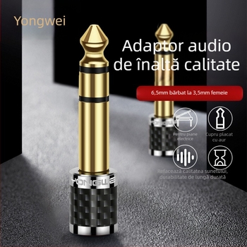 Adaptor din cupru pur Yongwei, 6,5–3,5 mm, 3,5 mm femelă către 6,35 mm bărbat, pentru audio/video, pian electronic, microfon, headset, RoHS