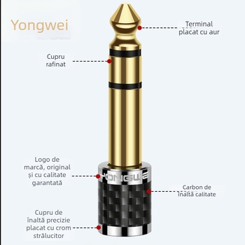 Adaptor din cupru pur Yongwei, 6,5–3,5 mm, 3,5 mm femelă către 6,35 mm bărbat, pentru audio/video, pian electronic, microfon, headset, RoHS