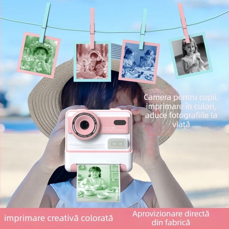DELANDA D101 Cameră Polaroid de tip instant cu imprimare color | Ecran LCD de 2,4 inch, Rezoluție 4800 pixeli, Baterie 1200mAh, Carcasă ABS