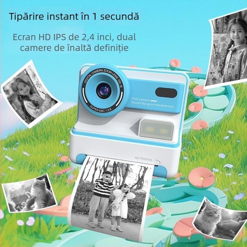 DELANDA D101 Cameră Polaroid de tip instant cu imprimare color | Ecran LCD de 2,4 inch, Rezoluție 4800 pixeli, Baterie 1200mAh, Carcasă ABS