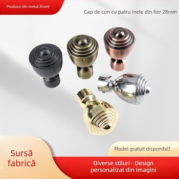 Capace de capăt pentru șină de perdea, vârf conic din metal, pentru șină română cu traseu glisant, stil modern minimalist, personalizabil