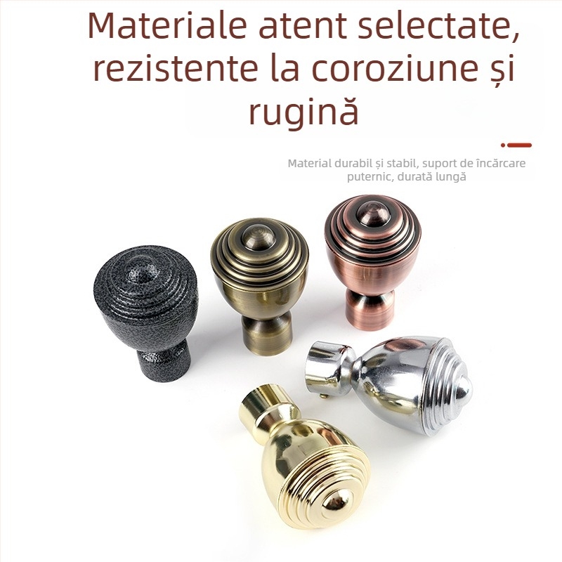 Capace de capăt pentru șină de perdea, vârf conic din metal, pentru șină română cu traseu glisant, stil modern minimalist, personalizabil