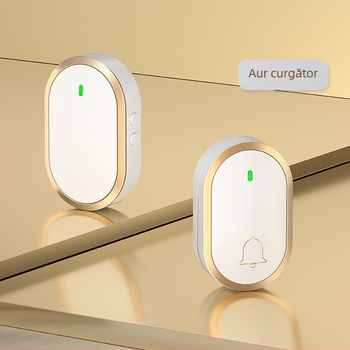 Sonerie wireless pentru ușă cu emițător autonom și receptor alimentat la priză, 110–240V, 38 tonalități polifonice, impermeabilă, rază lungă, pentru îngrijirea persoanelor vârste