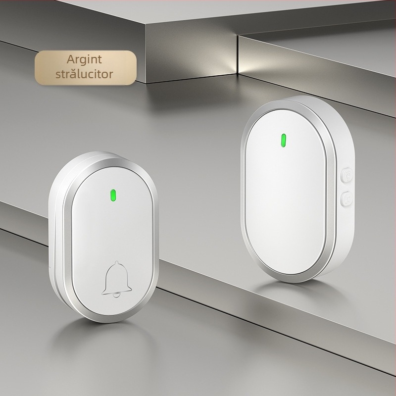 Sonerie wireless pentru ușă cu emițător autonom și receptor alimentat la priză, 110–240V, 38 tonalități polifonice, impermeabilă, rază lungă, pentru îngrijirea persoanelor vârste