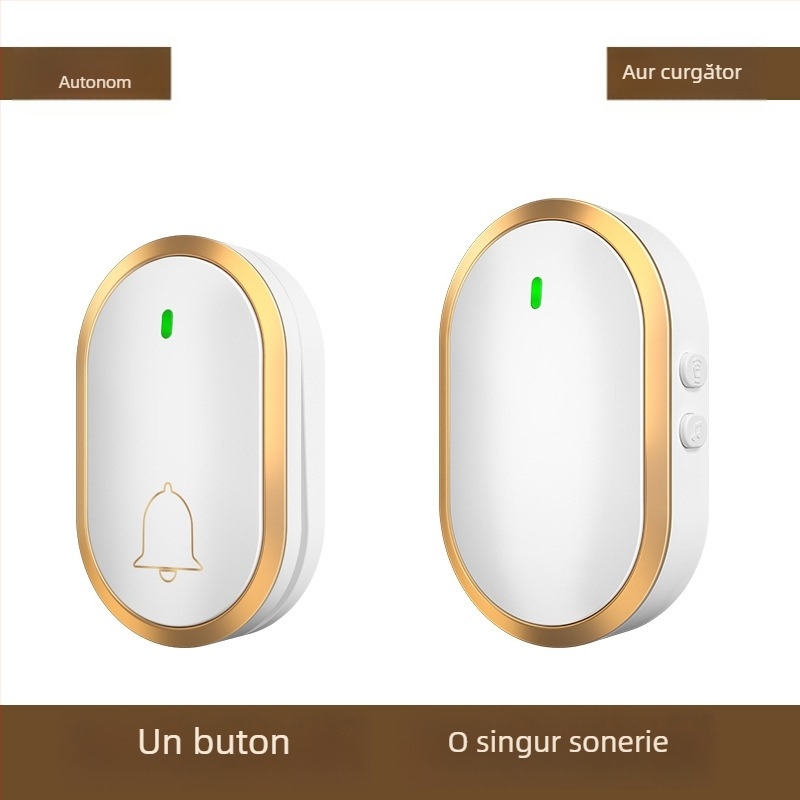Sonerie wireless pentru ușă cu emițător autonom și receptor alimentat la priză, 110–240V, 38 tonalități polifonice, impermeabilă, rază lungă, pentru îngrijirea persoanelor vârste