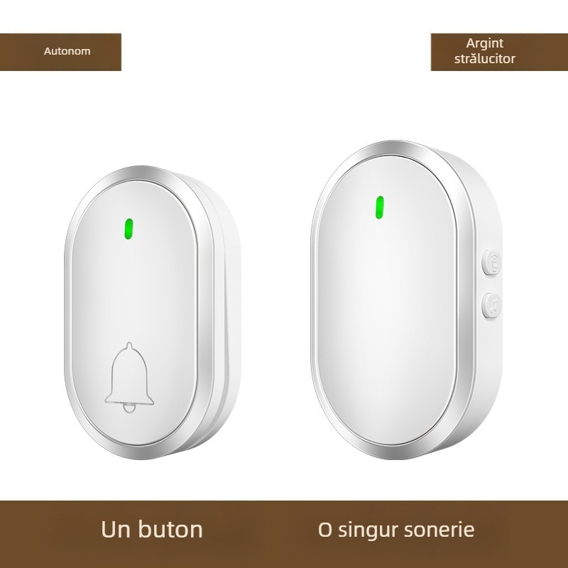 Sonerie wireless pentru ușă cu emițător autonom și receptor alimentat la priză, 110–240V, 38 tonalități polifonice, impermeabilă, rază lungă, pentru îngrijirea persoanelor vârste