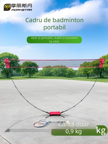 Ramă de rețea pentru badminton – portabilă, pliere, deschidere rapidă, construcție din poliester; potrivită pentru badminton și tenis, utilizare acasă și în exterior.