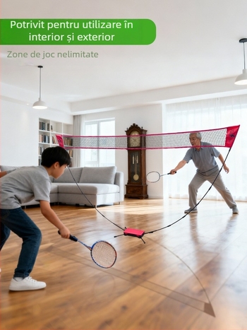 Ramă de rețea pentru badminton – portabilă, pliere, deschidere rapidă, construcție din poliester; potrivită pentru badminton și tenis, utilizare acasă și în exterior.