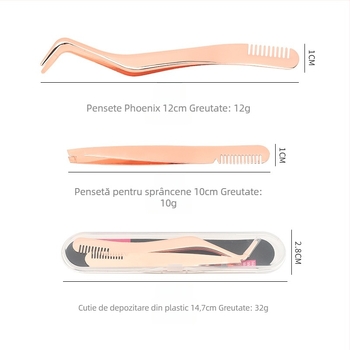Clește pentru gene cu perie din oțel inoxidabil – instrument pentru extensii de gene, unelte de frumusețe, neelectrice