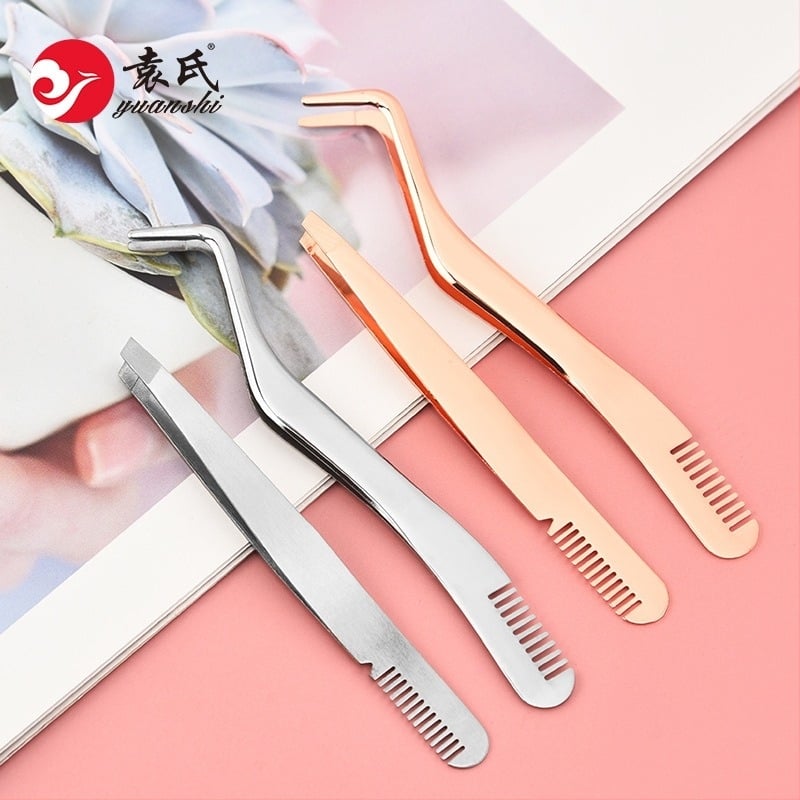 Clește pentru gene cu perie din oțel inoxidabil – instrument pentru extensii de gene, unelte de frumusețe, neelectrice