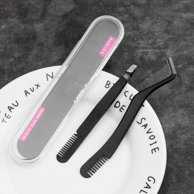 Clește pentru gene cu perie din oțel inoxidabil – instrument pentru extensii de gene, unelte de frumusețe, neelectrice
