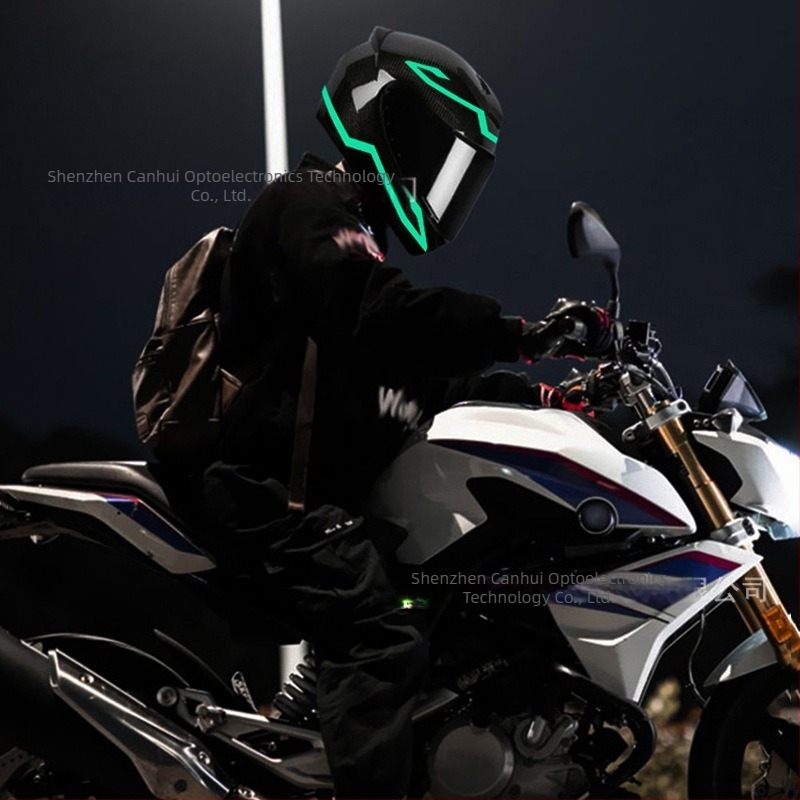 Canhui Bandă luminoasă de avertizare pentru cască cu față completă (material: film de lumină rece)