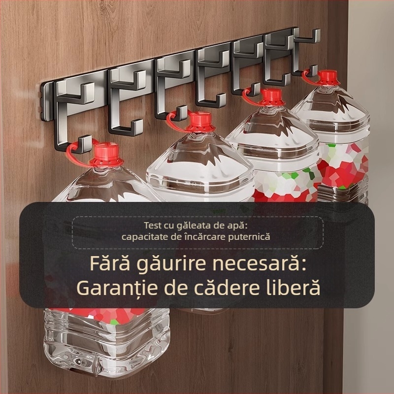 Cuier de haine montat pe perete — model Fjdtdygg, aluminiu Space, finisaj vopsire prin coacere, pentru uși și garderobe, stil modern, lux discret