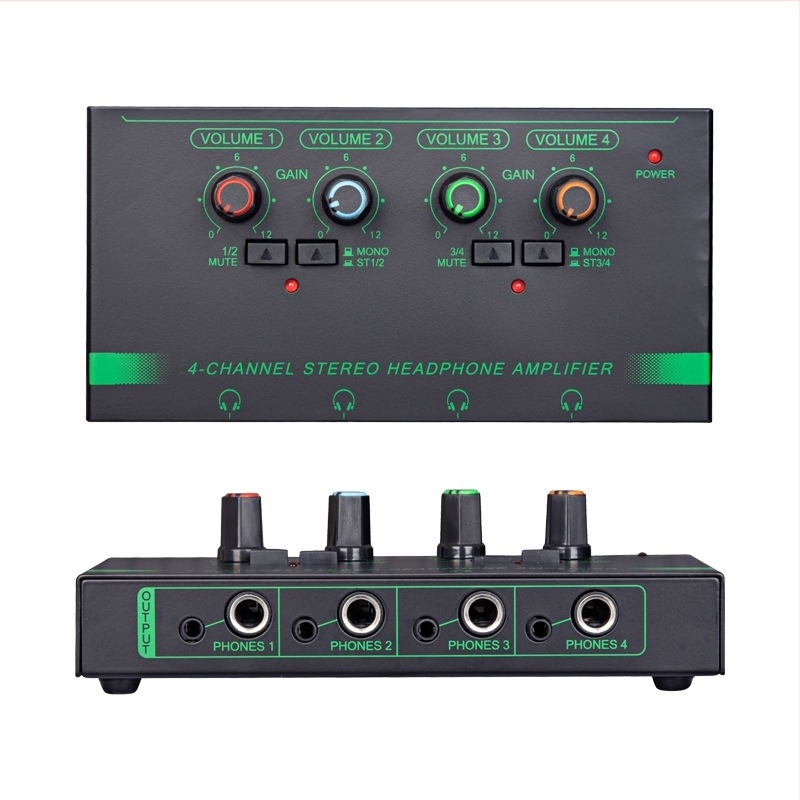 Amplificator pentru căști XTUGA EH04/EH06, 4 canale / 6 canale Monitor, Audio profesional, Carcasă metalică, Intrări 3,5 mm și 6,35 mm