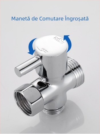 FSQ distribuitor de apă cu 1 intrare, 2 prize, robinet unghiular cu 3 căi, filete 4/6, interfață filet interioară și exterioară, conector alamă