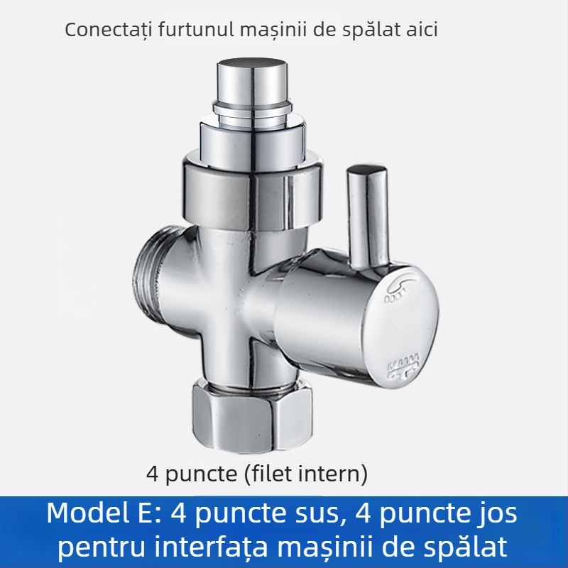 FSQ distribuitor de apă cu 1 intrare, 2 prize, robinet unghiular cu 3 căi, filete 4/6, interfață filet interioară și exterioară, conector alamă