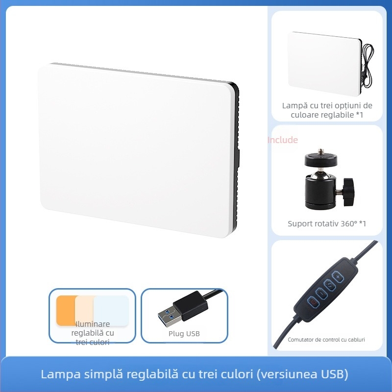 Lumină portabilă pentru fotografie pentru iluminare pe birou, 5V, 40W, 3000–6000K, SMD