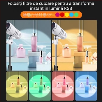 Lumină Mermaid Fill Light M-20pro pentru live streaming – 10-50W, 110V, 3 temperaturi de culoare, ABS+Aluminiu