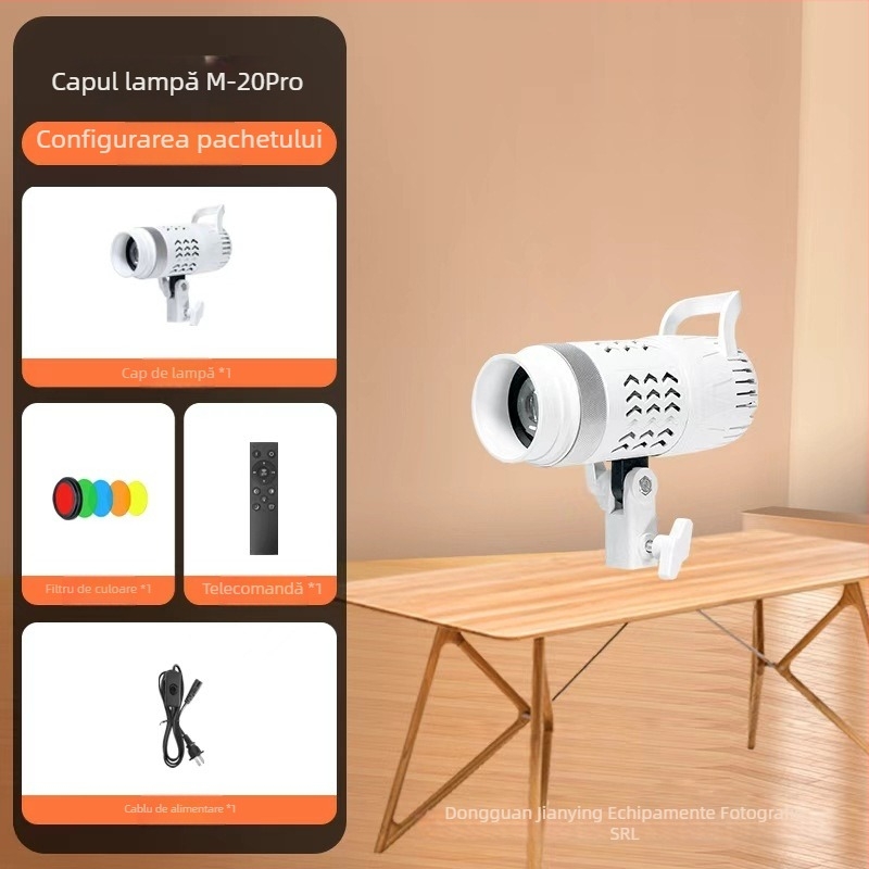 Lumină Mermaid Fill Light M-20pro pentru live streaming – 10-50W, 110V, 3 temperaturi de culoare, ABS+Aluminiu