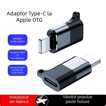 Adaptor OTG Type-C la Lightning pentru dispozitive Apple, model Yql026, compatibil cu microfoane, căști și plăci de sunet