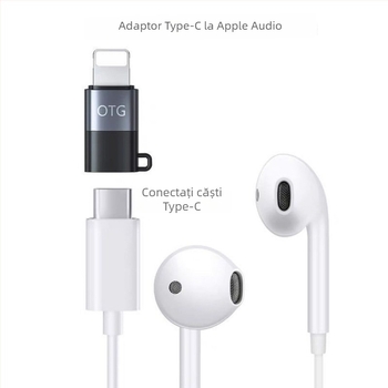 Adaptor OTG Type-C la Lightning pentru dispozitive Apple, model Yql026, compatibil cu microfoane, căști și plăci de sunet