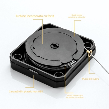 Închidător de uși fără găuri – cablu de tracțiune, pentru uz casnic, funcționare silențioasă, revenire automată, ABS corp