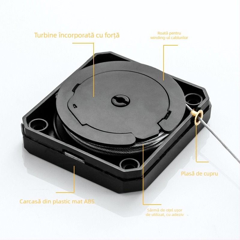 Închidător de uși fără găuri – cablu de tracțiune, pentru uz casnic, funcționare silențioasă, revenire automată, ABS corp