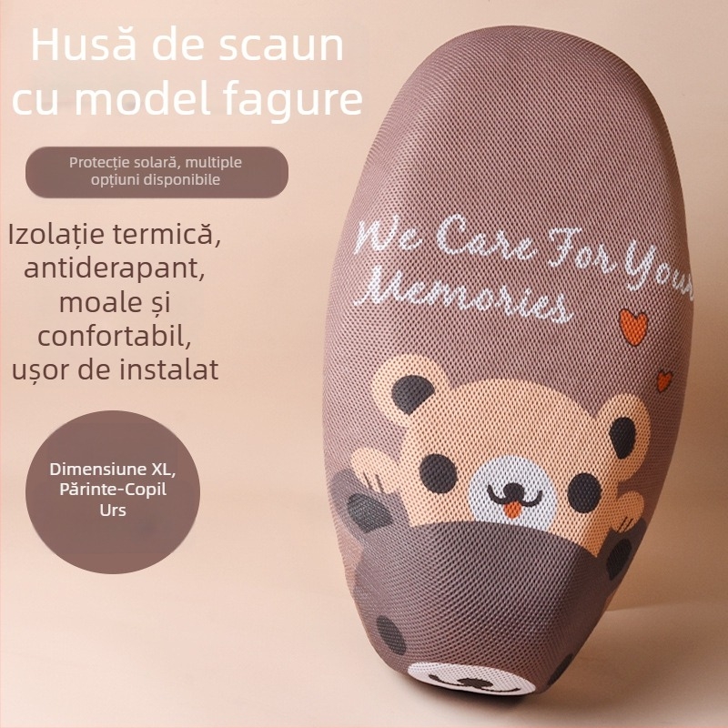 Husă de șezut pentru scuter electric/motocicletă – acoperire completă, model cu desen animat, material fibră, umplere: altul, brand Mogelon, potrivită pentru toate anotimpurile
