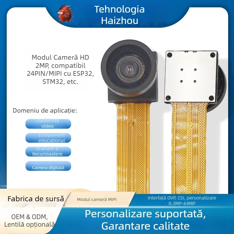Modul Cameră OV2640, 2MP, Interfață DVP, Compatibil ESP32, Obiectiv 160° Ultra-wide