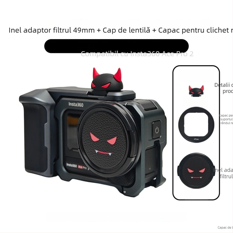 Inel adaptor filtru Insta360 AcePro2, capac de obiectiv și capac pentru hot shoe – Canon compatibil