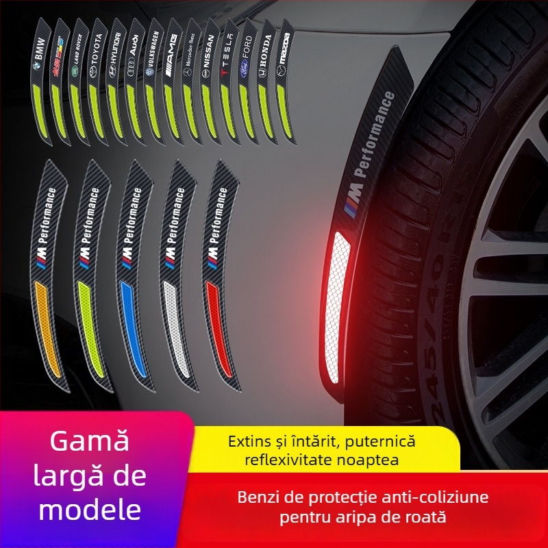 Bandă reflectorizantă pentru aripa roții – adeziv anti-coliziune, universală, Model Wheel Eyebrow 001, Material: TPE, Origine: Guangdong