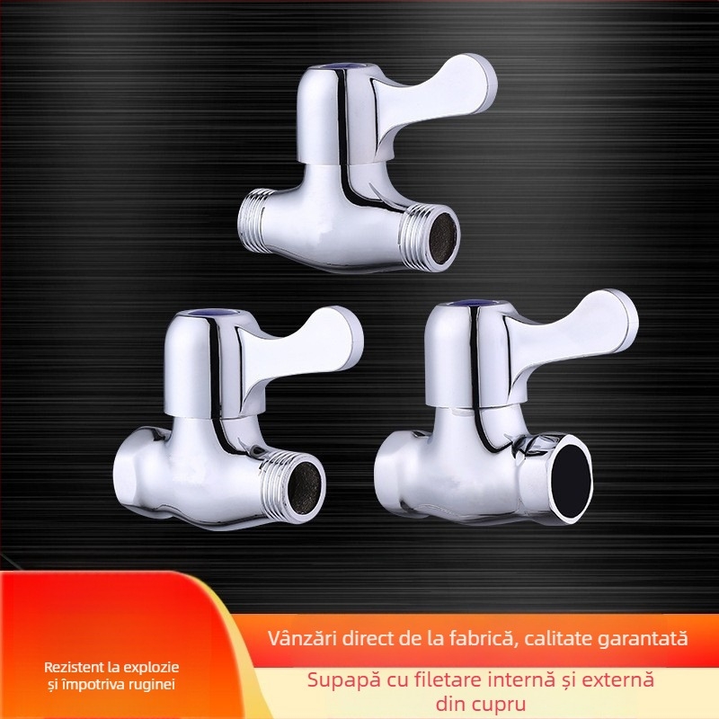 Valvă din cupru 1/2 inch, drept, montaj în perete, deschidere rapidă, filete interne și externe